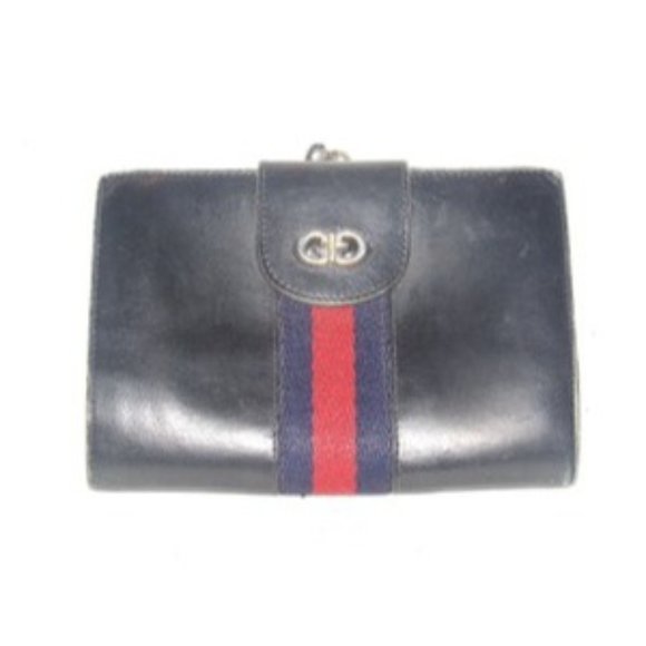 Gucci Navy Blue Leather with Red and Navy Sherry - Picture 1 of 12